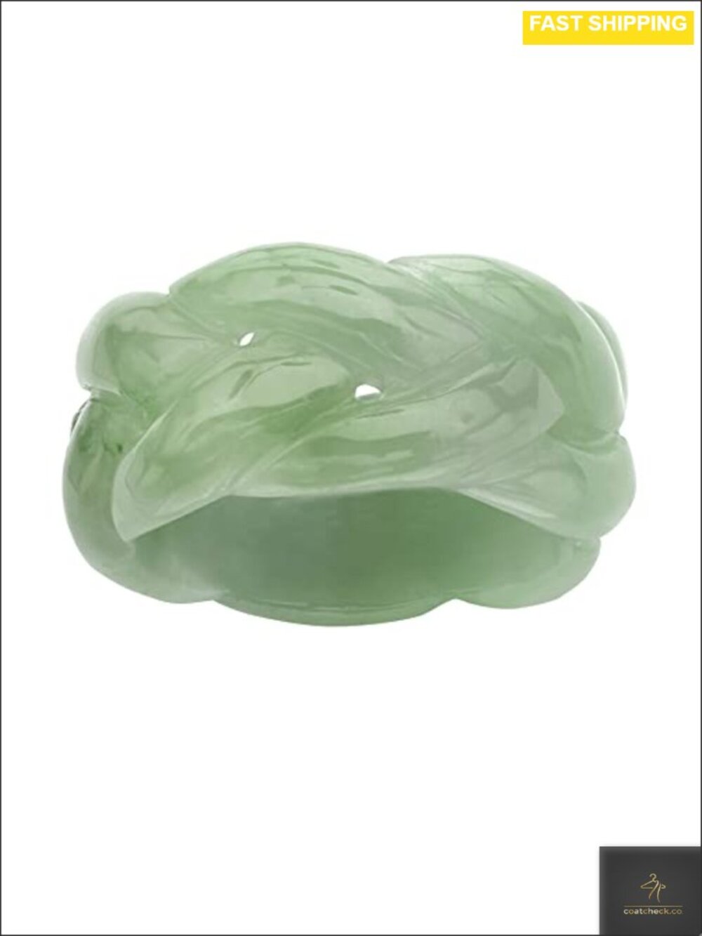 Genuine Green Jade Braided Eternity Ring Size 6 Special Cut